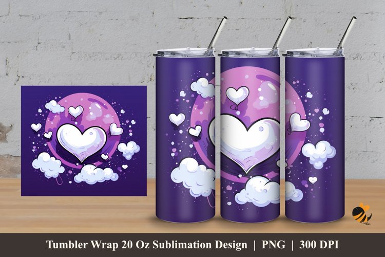 Purple Love Tumbler Wrap Sublimation Design 3
