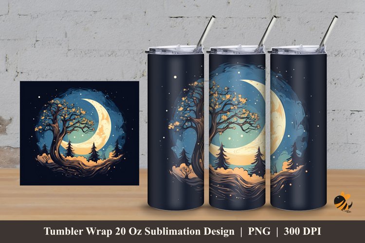 Magical Night Tumbler Wrap Sublimation Design 3 example image 1
