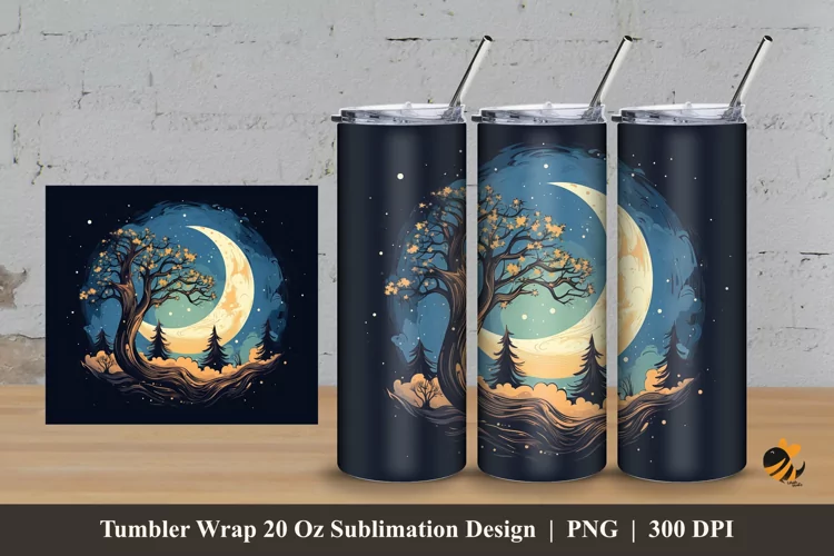 Magical Night Tumbler Wrap Sublimation Design 3