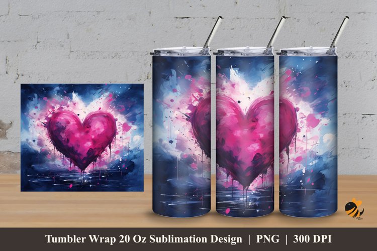 Oil Painting Love Tumbler Wrap Sublimation Design 3 example image 1