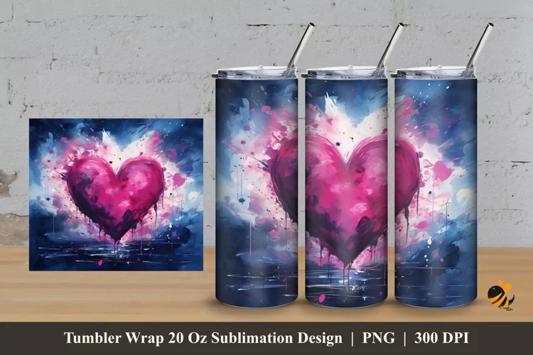 Oil Painting Love Tumbler Wrap Sublimation Design 3
