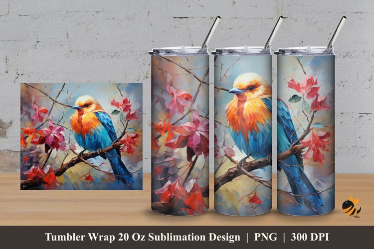 Wild Bird Tumbler Wrap Sublimation Design 3