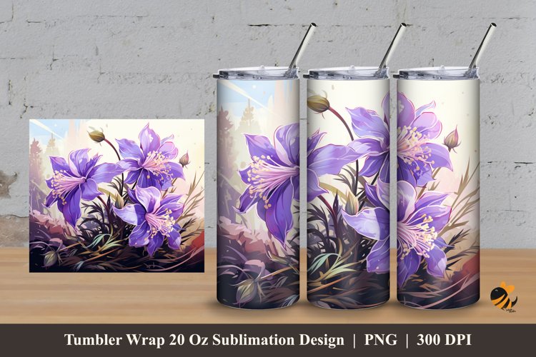 Columbine Flower Tumbler Wrap Sublimation Design 3