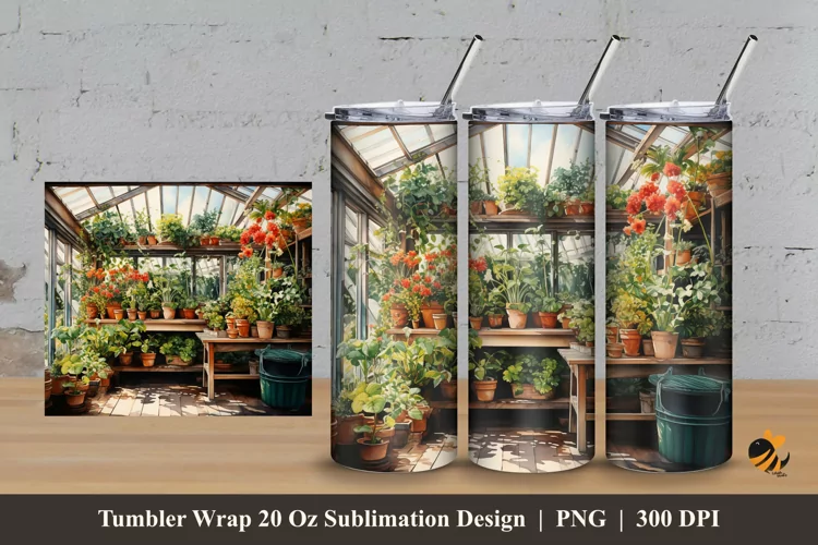 Flower At Greenhouse Tumbler Wrap Sublimation Design 3