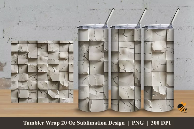 3D Stone Wall Relief Tumbler Wrap Sublimation Design 3