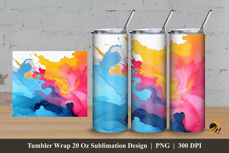 Mix Colors Abstract Tumbler Wrap Sublimation Design 3