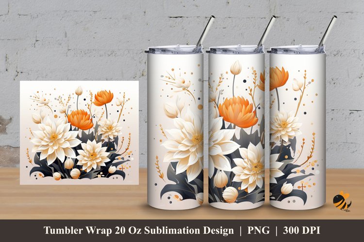Dahlia Plants Tumbler Wrap Sublimation Design 3