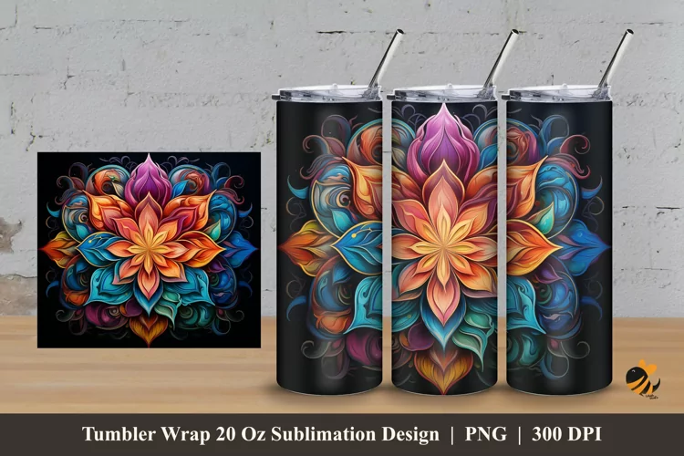Luxury Flower Tumbler Wrap Sublimation Design 3