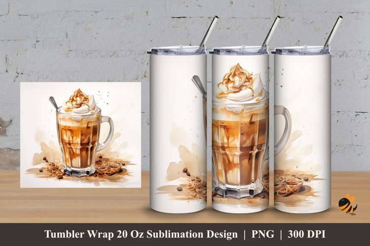 Coffee Ice Cream Tumbler Wrap Sublimation Design 3
