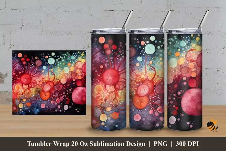 Multicolor Microorganisms Tumbler Wrap Sublimation Design 3