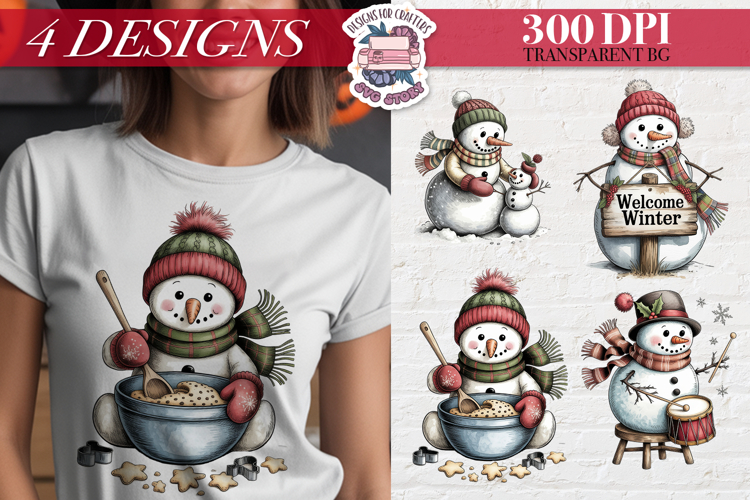 Funny Christmas Snowman Clipart Sublimation 4 PNG