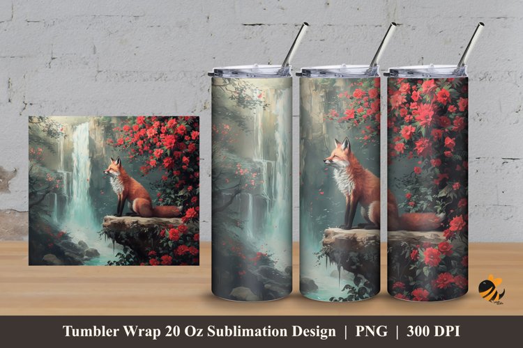 Wolf Nature Tumbler Wrap Sublimation Design 3 example image 1