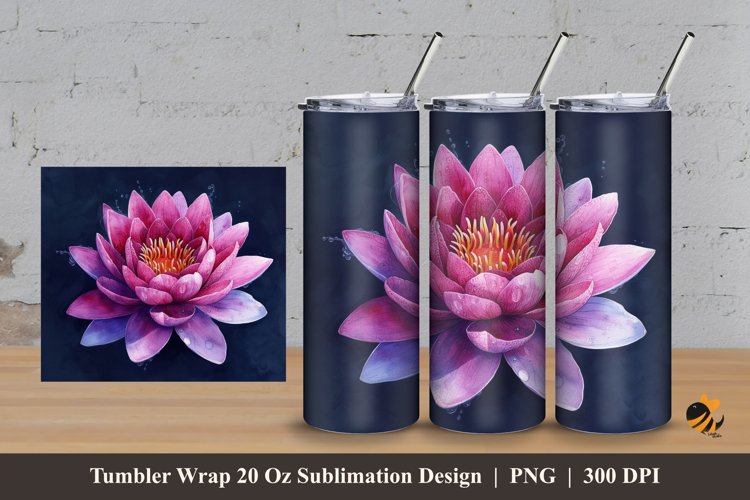 Water Lilies Tumbler Wrap Sublimation Design 3