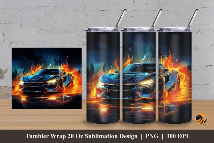 Cool Car Effect Tumbler Wrap Sublimation Design 3