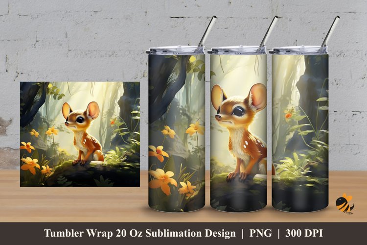 Mouse Deer Tumbler Wrap Sublimation Design 3 example image 1