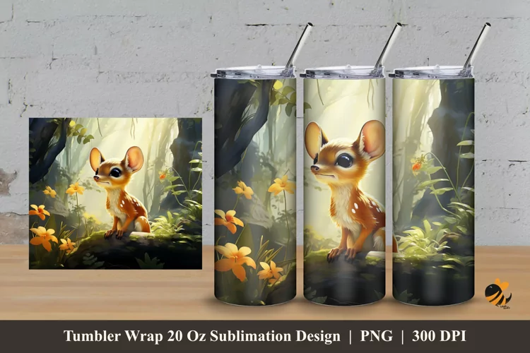 Mouse Deer Tumbler Wrap Sublimation Design 3