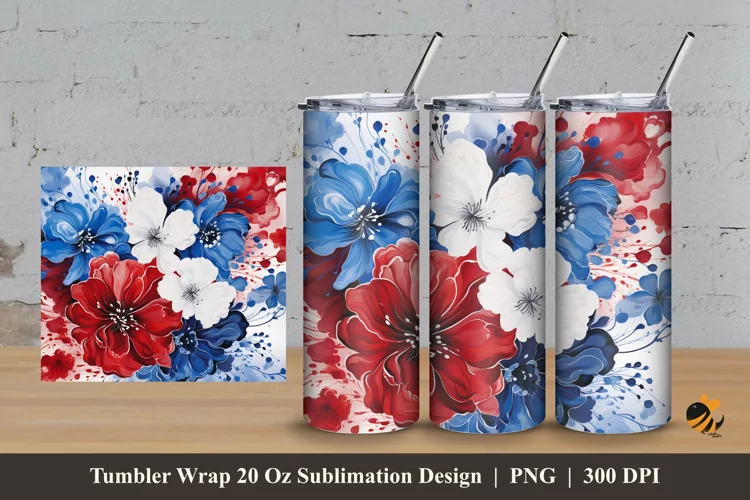 Beauty Foral Batik Tumbler Wrap Sublimation Design 3