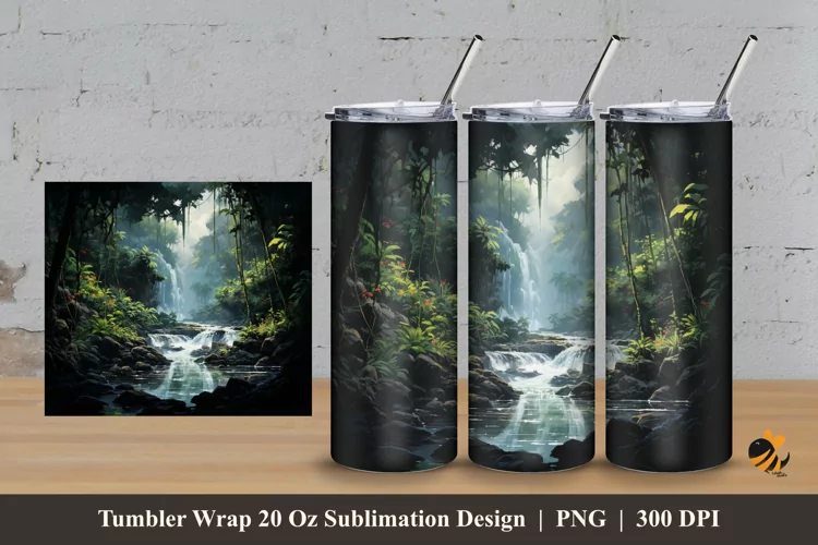 Rain Forest Tumbler Wrap Sublimation Design 3