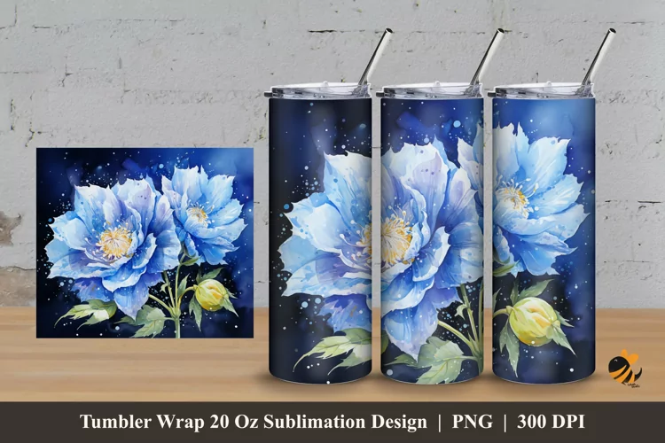 Cornflower Tumbler Wrap Sublimation Design 3