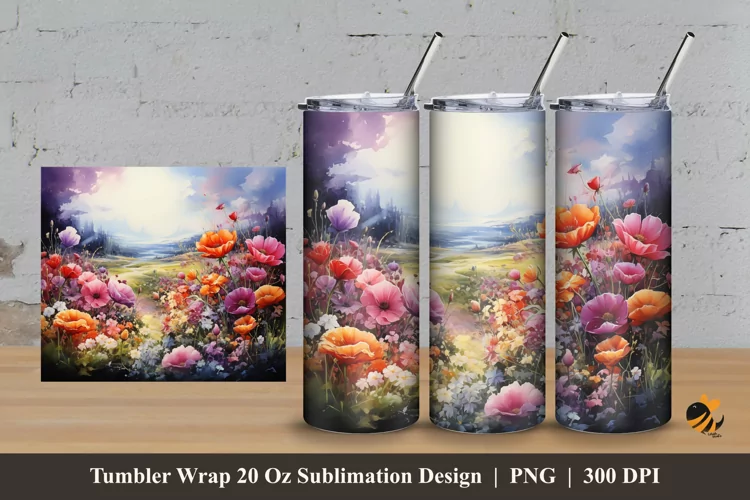 Colorful Garden Tumbler Wrap Sublimation Design 3