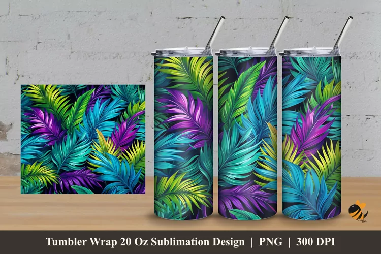 Shiny Plants Tumbler Wrap Sublimation Design 3