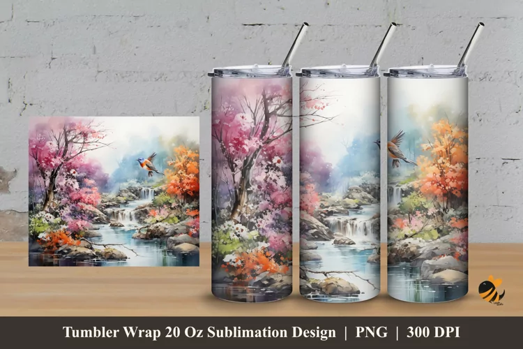 Bird Nature Tumbler Wrap Sublimation Design 3