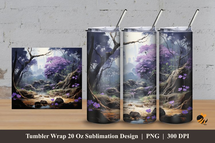 African Purple Tumbler Wrap Sublimation Design 3 example image 1