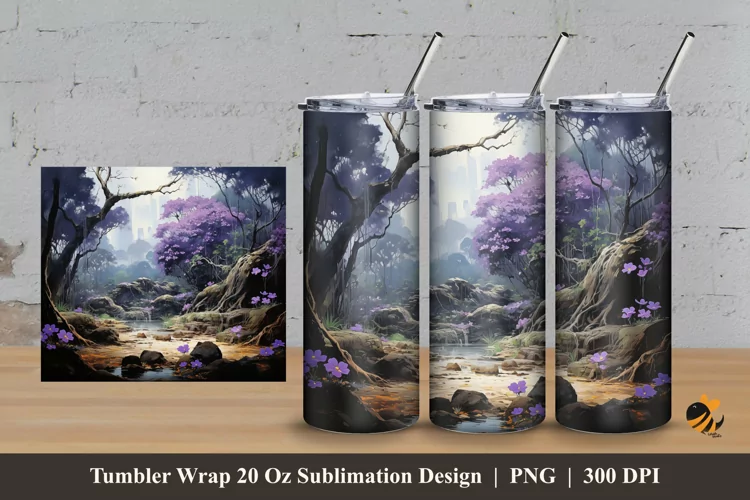 African Purple Tumbler Wrap Sublimation Design 3