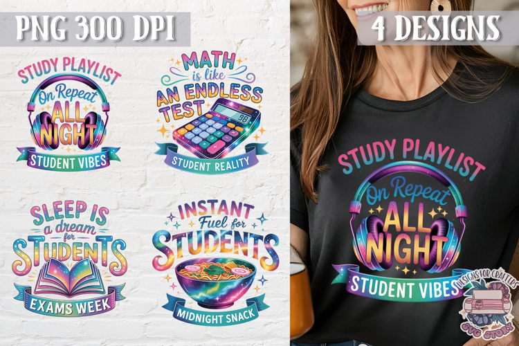 Student Quote Colorful Clipart PNG Sublimation 4 Designs