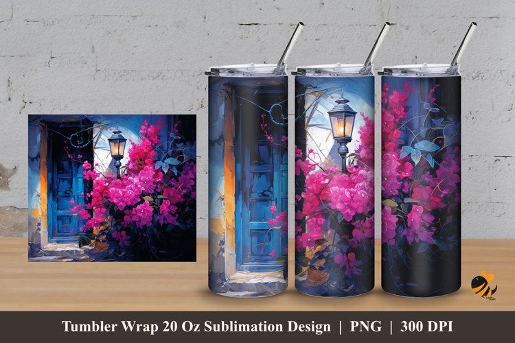 Outdoor Flower Tumbler Wrap Sublimation Design 3 example image 1