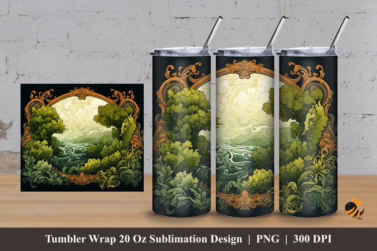 Retro Moss Tumbler Wrap Sublimation Design 3 example image 1