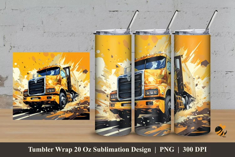 Autotruck Tumbler Wrap Sublimation Design 3