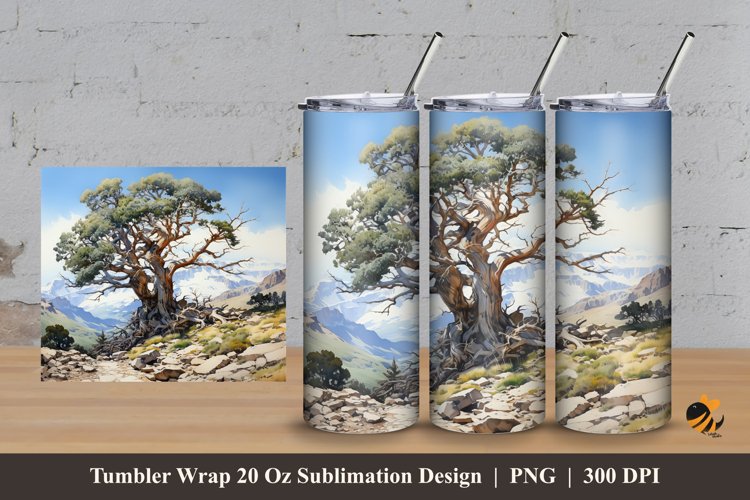 Cool Tree Tumbler Wrap Sublimation Design 3 example image 1