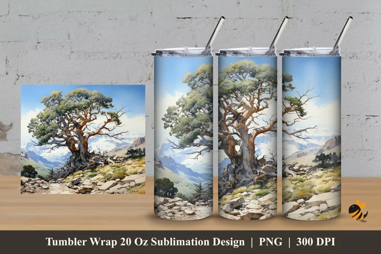 Cool Tree Tumbler Wrap Sublimation Design 3