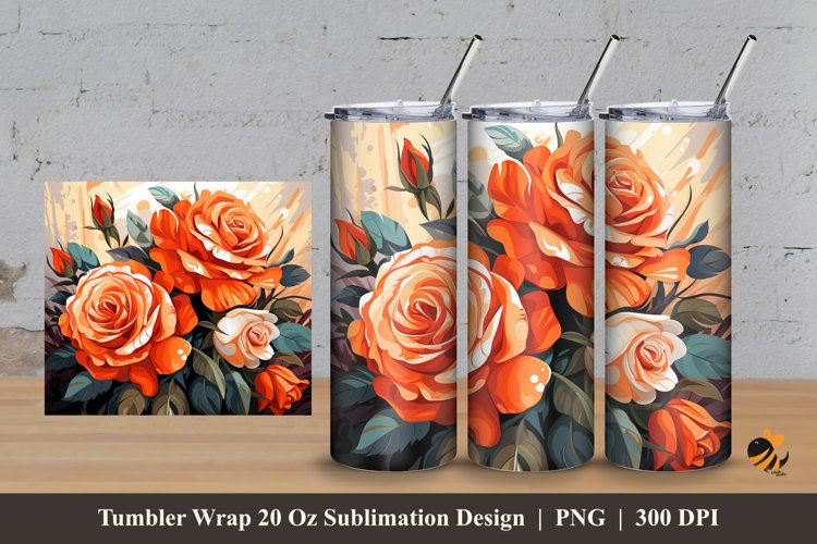 Enthusiasm Roses Tumbler Wrap Sublimation Design 3