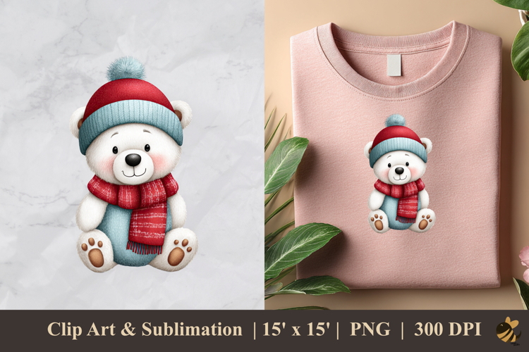 Winter Polar Bear DTF Sublimation Clipart Design 3