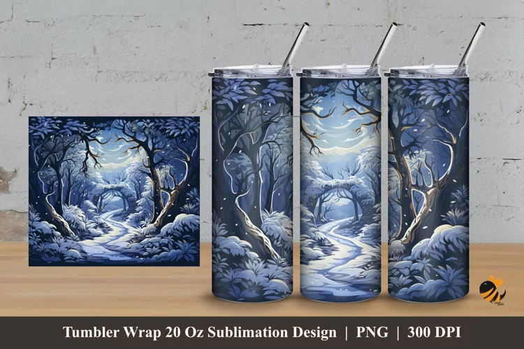 Midnight Winter Tumbler Wrap Sublimation Design 3