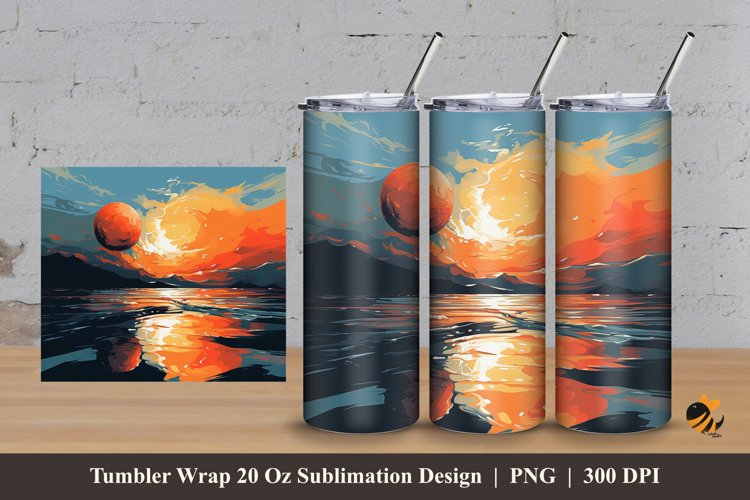Ocean Ball Tumbler Wrap Sublimation Design 3 example image 1