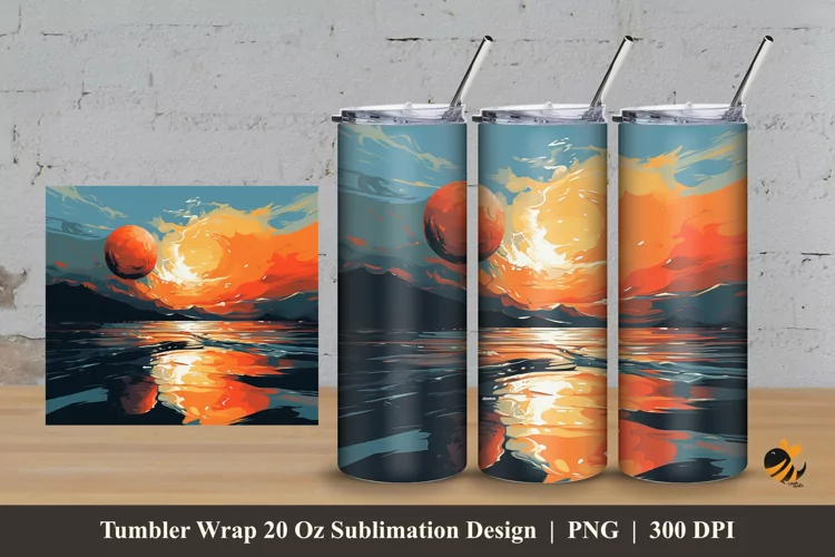 Ocean Ball Tumbler Wrap Sublimation Design 3