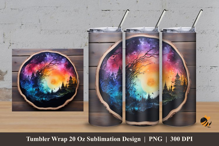 Painting At Wooden Slice Tumbler Wrap Sublimation Design 3 example image 1