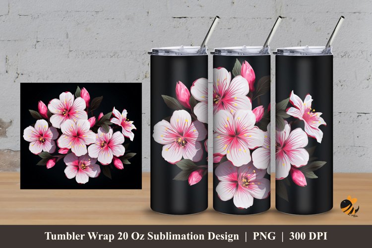 Blossom Flower Tumbler Wrap Sublimation Design 3 example image 1