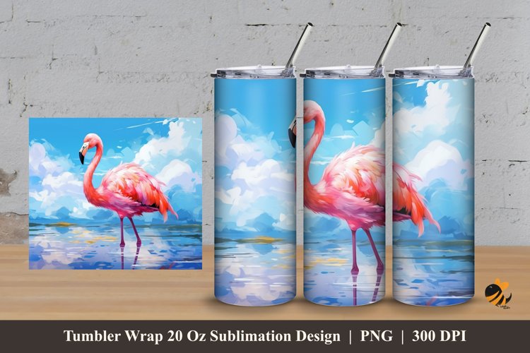 Painting Flamingo Tumbler Wrap Sublimation Design 3