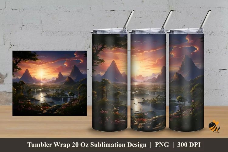 Universe Landscape Tumbler Wrap Sublimation Design 3