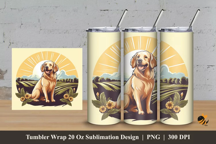 Happy Dog Tumbler Wrap Sublimation Design 3