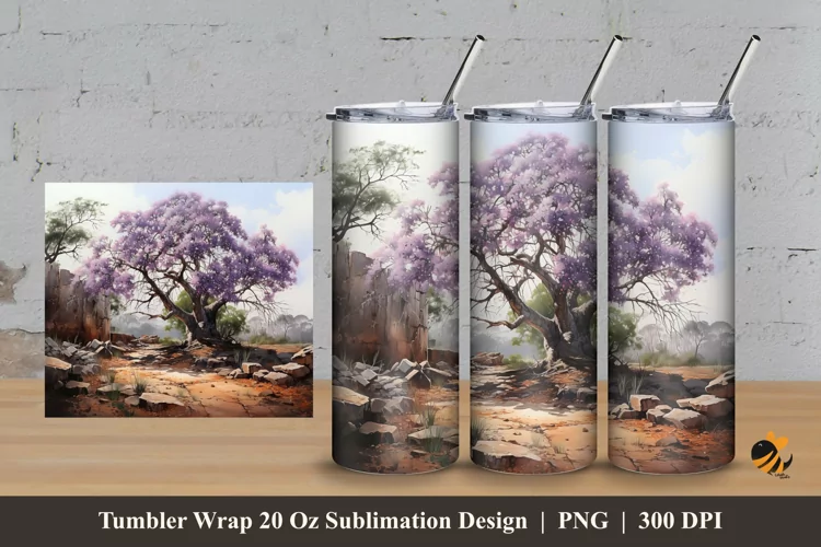 Purple Symphony Tumbler Wrap Sublimation Design 3