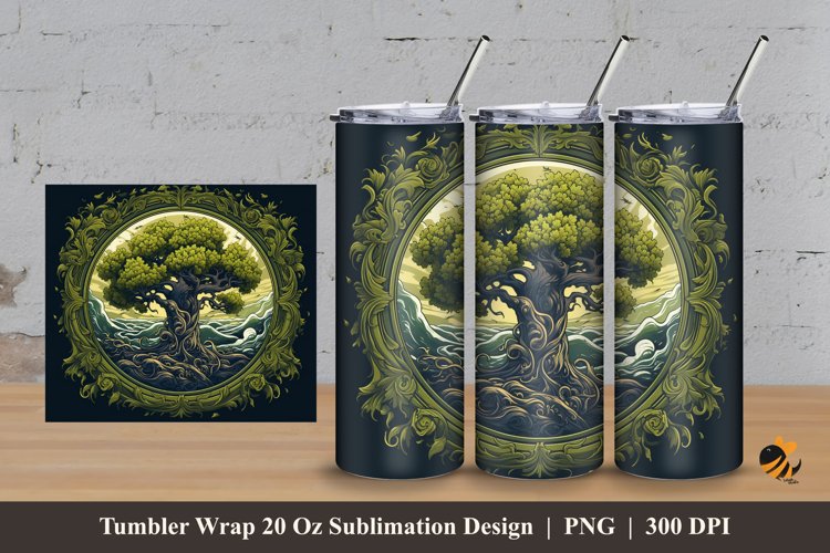 Old Mangrove Tumbler Wrap Sublimation Design 3 example image 1