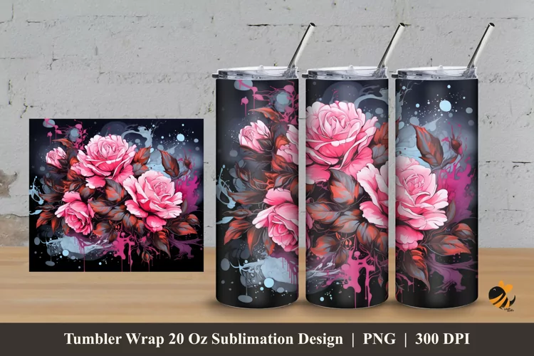 Awesome Rose Tumbler Wrap Sublimation Design 3