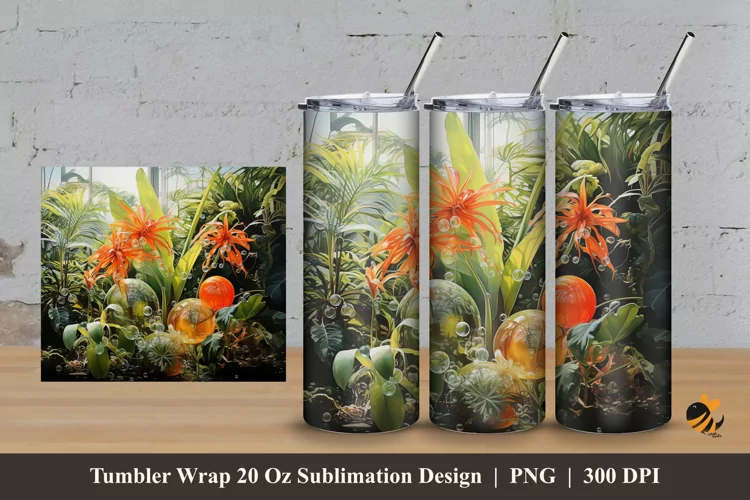 Natural Plants Tumbler Wrap Sublimation Design 3