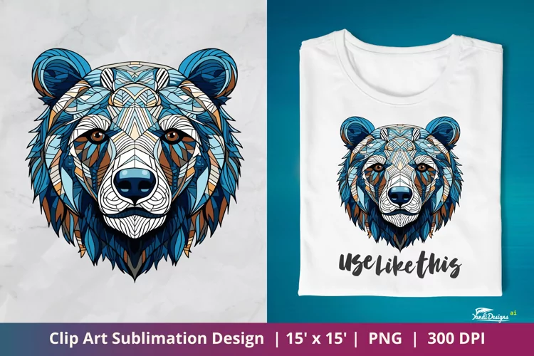 Abstract Bear Head Clip Art Sublimation 3