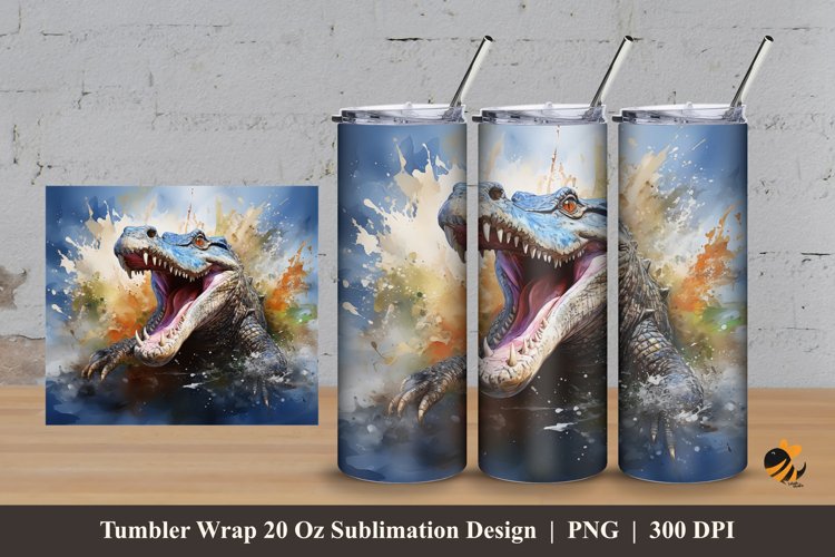 Estuarine Crocodile Tumbler Wrap Sublimation Design 3 example image 1